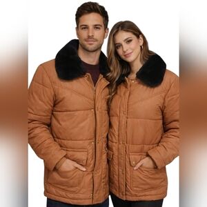 Vintage Walls Blizzard-Pruf Jacket | Hopper Inspired. Brown W/Black Faux Fur.XS